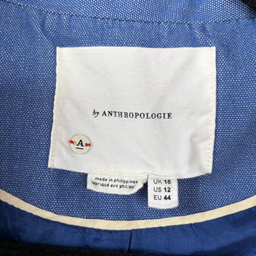 NWOT Anthropologie Cropped Blazer Blue with Frayed Trim - Picture 5 of 11